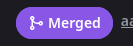 Image of Github's Merged status button.